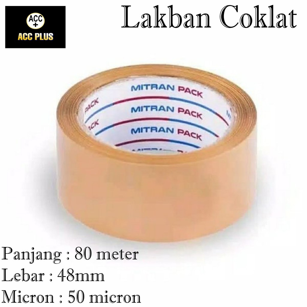 ORIGINAL LAKBAN MITRAN PACK COKLAT / BENING KUALITAS TEBAL KUAT 48mm x 90 YARD FULL / 80 METER