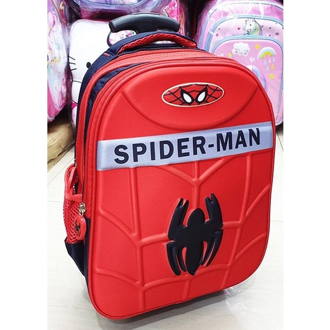 Tas Roda Trolley Anak Sekolah TK Spiderman Body 3D Timbul IMPORT