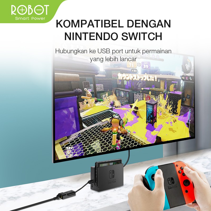 ROBOT EA10 USB Ethernet Adapter USB 2.0 to 10/100 Network RJ45 LAN Black -ORI Garansi Resmi 1 Tahun