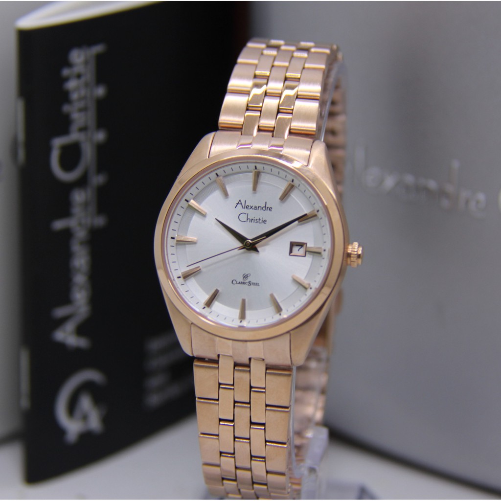 ALEXANDRE CHRISTIE 8635 WANITA ROSEGOLD WHITE ORIGINAL AC8635 AC 8635 JAM TANGAN CEWEK ARLOJI CEWEK