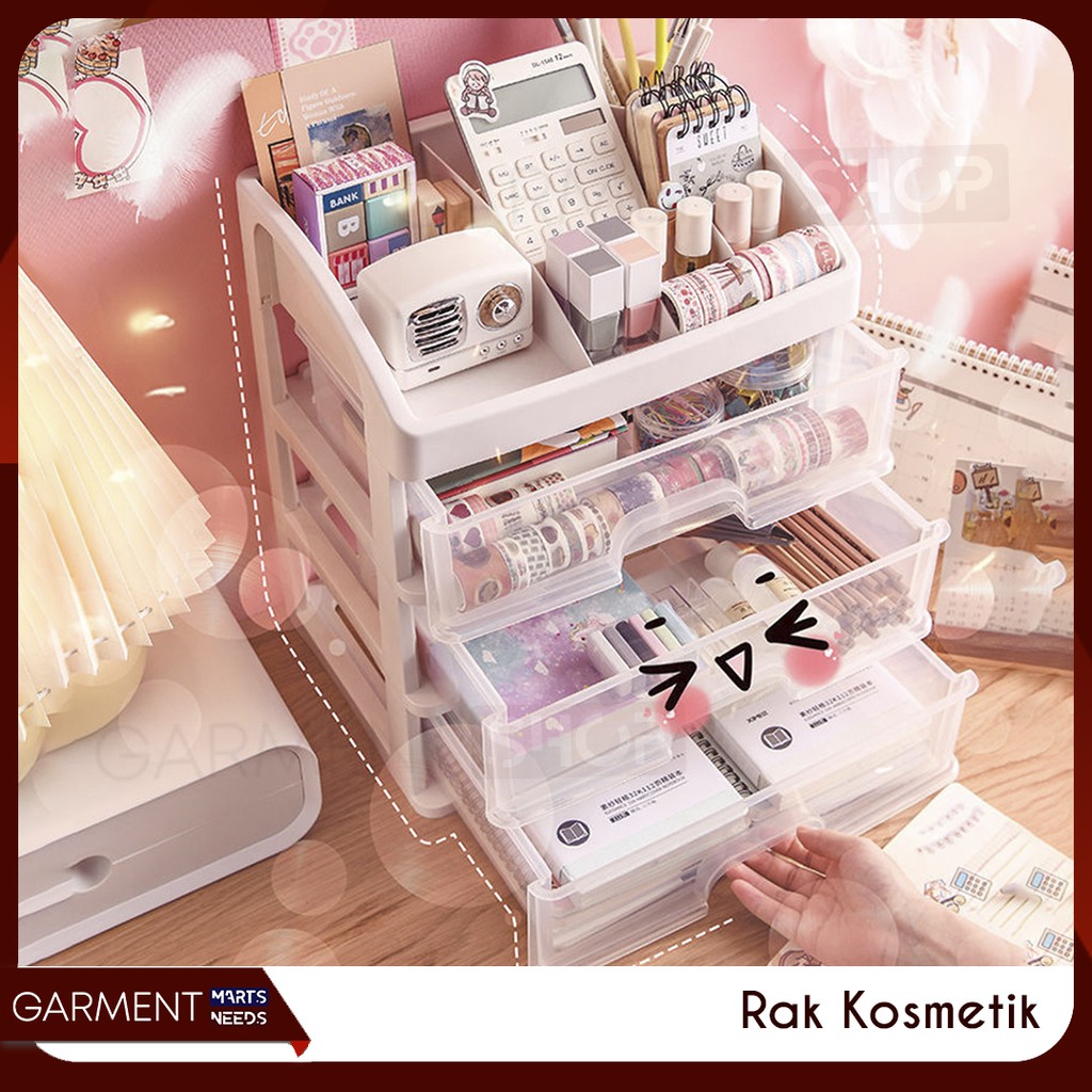Jual Rak Kosmetik 3 Laci Susun Desktop Makeup Storage Organizer