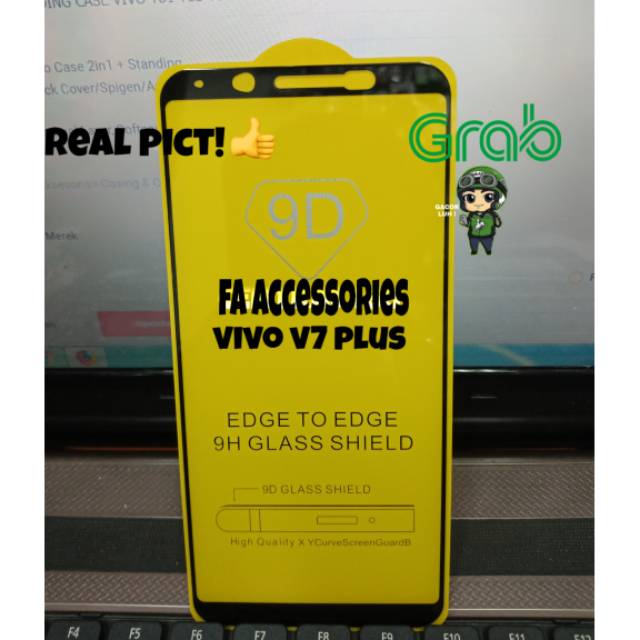 TEMPERED GLASS 5d full lem VIVO V7+ V7 Plus v7plus Y73 Y73S Y73T y71 T S HITAM PUTIH