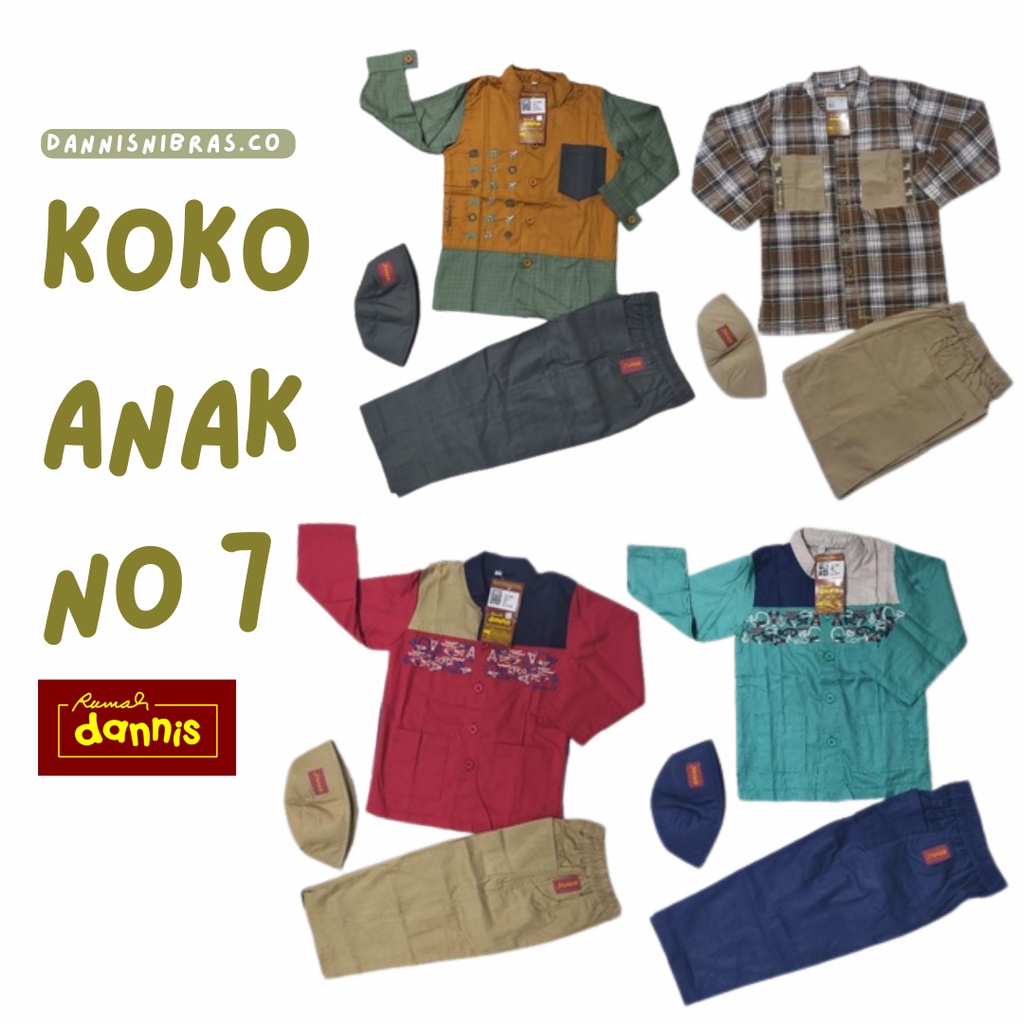 Dannis Anak Nomor 7 Laki-laki Setelan Koko Celana Reguler Baju Muslim