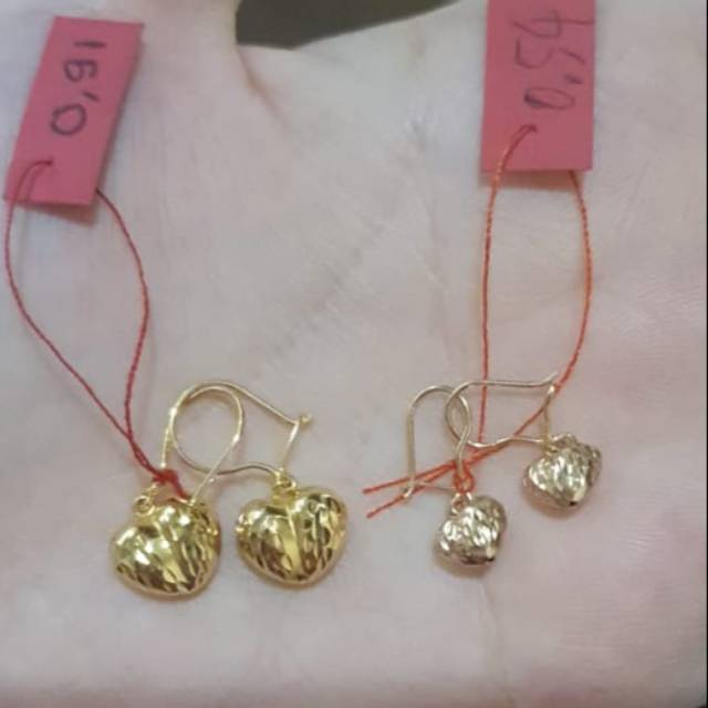 Anting Hati Wanita Mini elegant emas asli