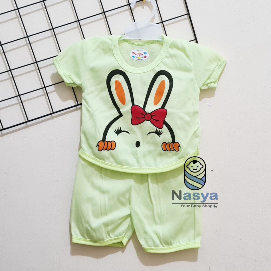 [J-015]  Setelan baju Bayi Perempuan Lucu - motif lucu (3-6 bulan)