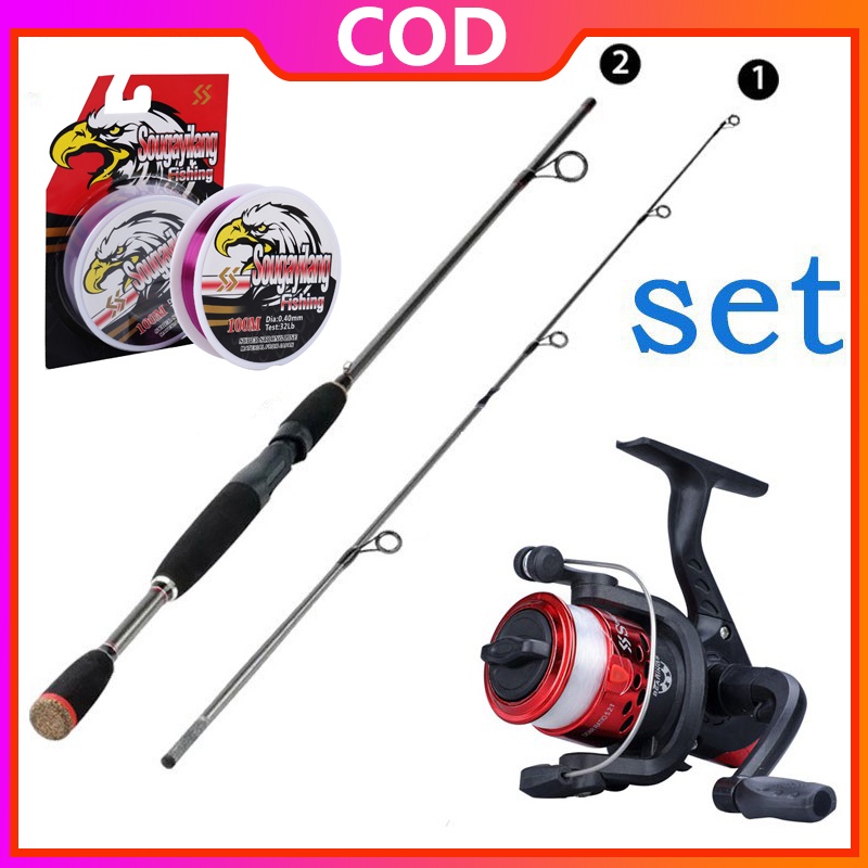 Pancingan Set Lengkap Spinning Fishing Rod Set Dengan Gratis 100M Line Combo untuk Outdoor Joran Pancing Reel Pancing Set