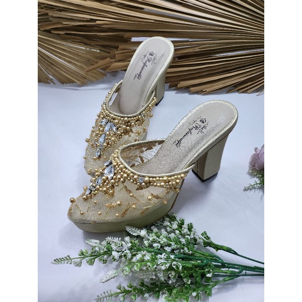 sepatu angela wrna gold tinggi 9cm