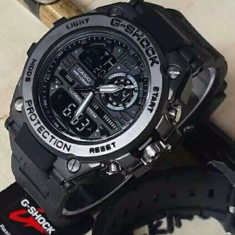 JAM TANGAN PRIA G SHOCK KEPALA BESI DUAL TAEM TAHAN AIR FREE batrai CADANGAN_JAM tangan pria kasual