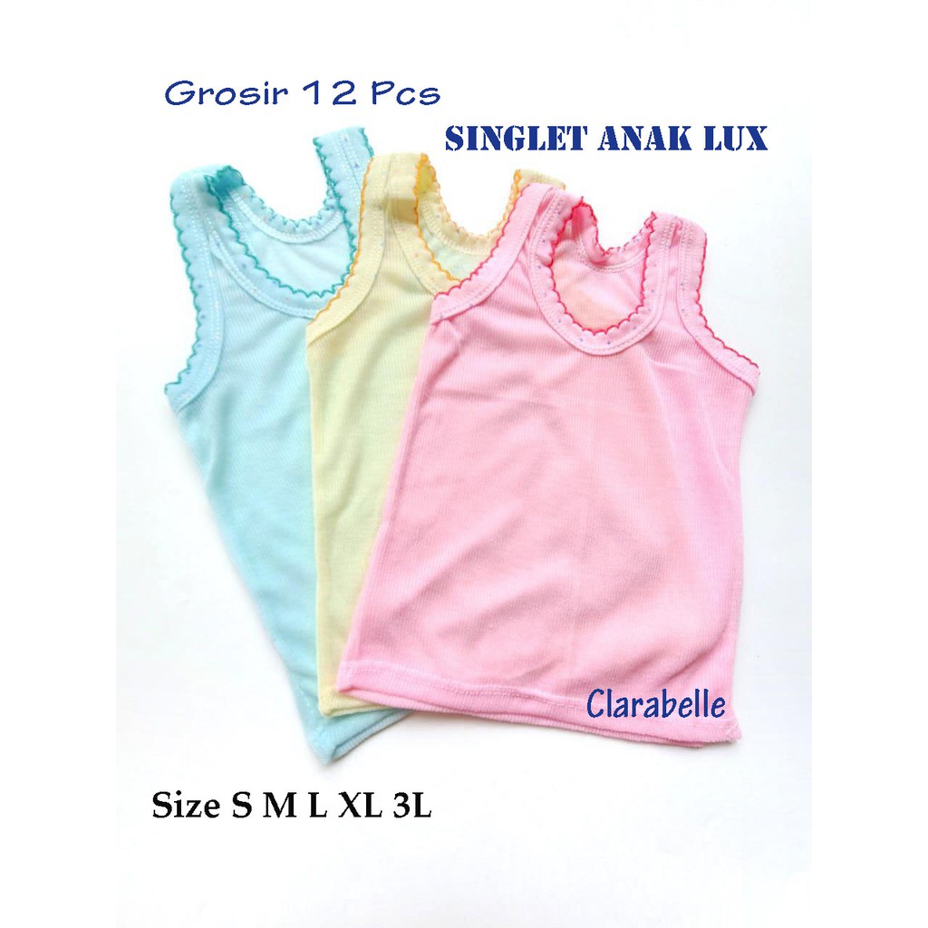 Singlet Anak Lux Grosir 12 pcs Murah / Kaos Dalam Anak