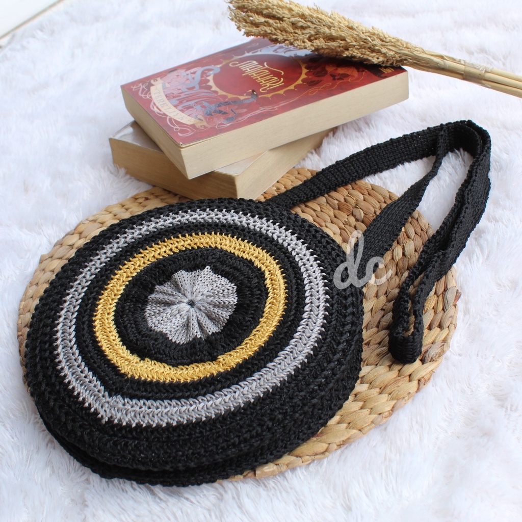 [d_crafts] Tas selempang rajut bulat / round slingbag rajut / tas rajut bulat raisa