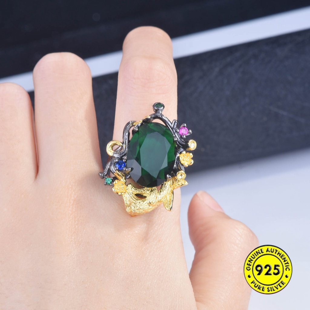 Cincin Model Terbuka Dapat Disesuaikan Warna Hitam Emas