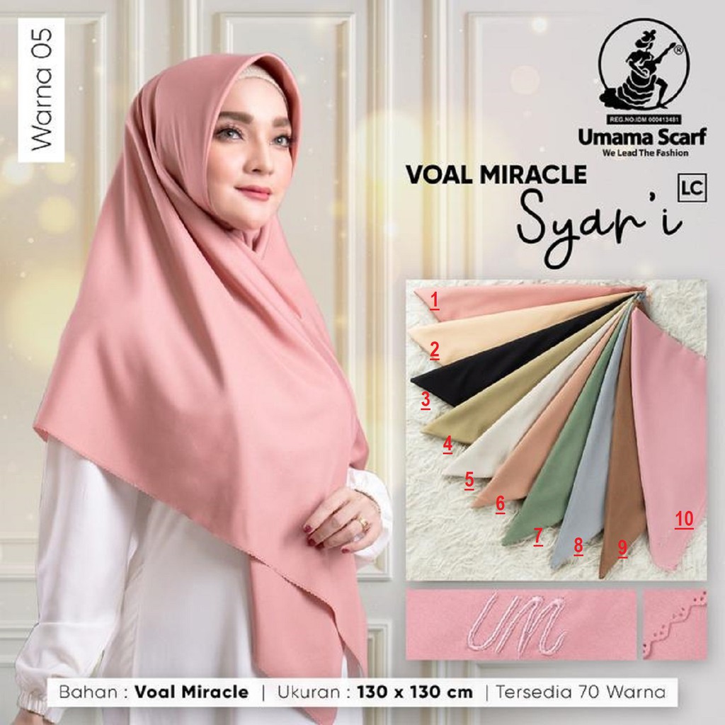 UMAMA VOAL MIRACLE SYAR'I PLAIN | Hijab Jumbo Segi Empat Syari Polos laser cut 130X130 cm Part 4