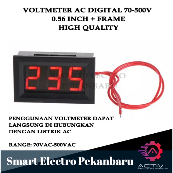 HIGH QUALITY VOLTMETER AC DIGITAL 70-500V AC 0.56 INCH Pengukur Tegangan PLN Volt Meter + Frame VOLT