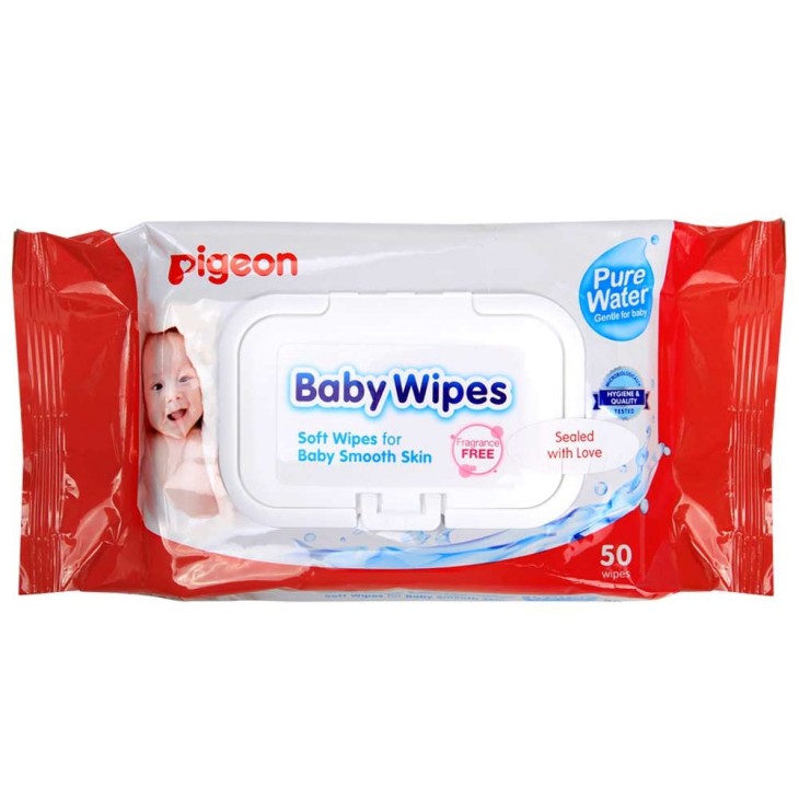 Pigeon Wipes Pure Water Flip Top 50s tissue tisu basah ada penutup 50