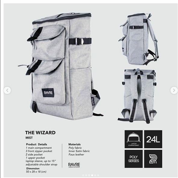 Ravre The Wizard Mist Grey Series / Tas Laptop Backpack Ravre