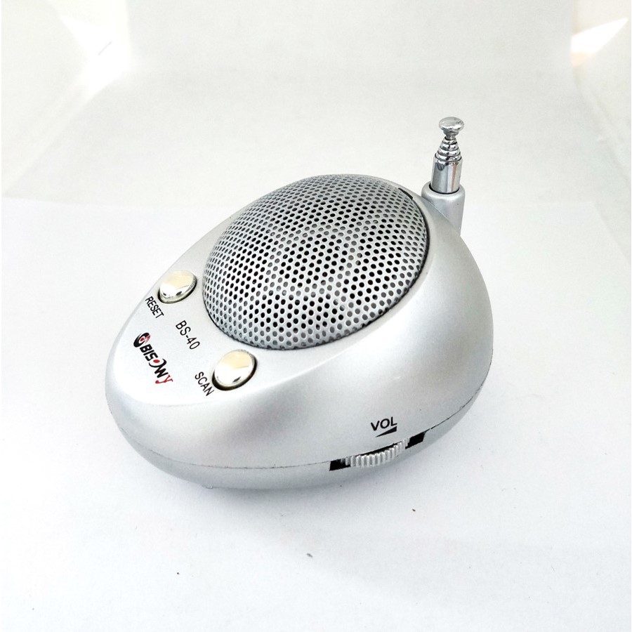 Radio Mini FM Auto Scan Portable Radio BS40 Warna Silver Free Baterai