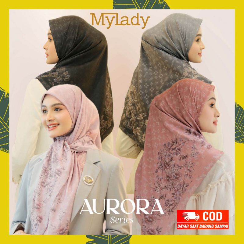 Kerudung Mylady My Lady Hijab Aurora Ori Jilbab Voal Segiempat Segi Empat Motif Premium Terbaru Deen