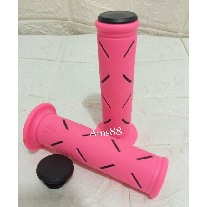 Handgrip Grip Variasi Warna Full Pink + Karet Handle Rem motor Warna Pink Universal Untuk Semua Motor