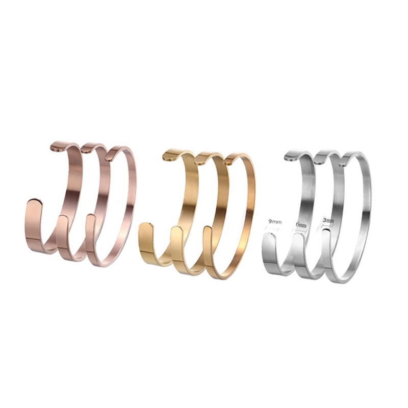 Siy 5pcs Gelang Tangan Metal Stainless Steel Polos Untuk Wanita