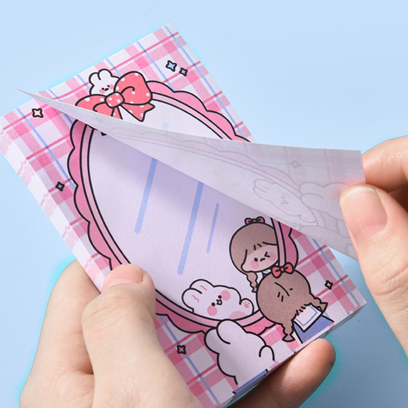 80 Sheets Mini Cartoon Bear&amp;Girl Series Sticky Notes Student Lovely Notepad