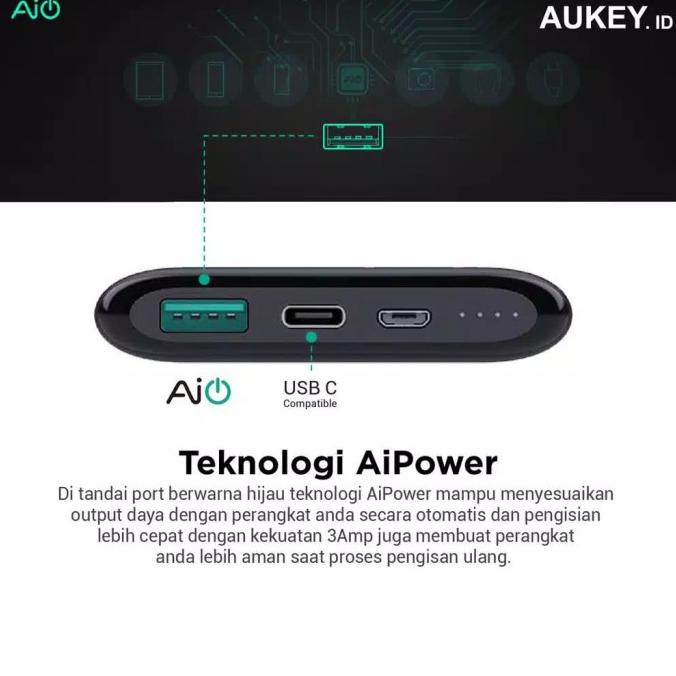 Aukey Powerbank 10000 mAh Usb C AiQ 500330 Aukey Power Bank 10Ah