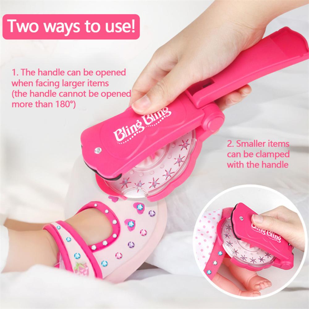 Timekey Mainan Mesin Stapler Plastik 180pcs Berlian Imitasi Untuk Anak Perempuan Bermain Peran B9T8