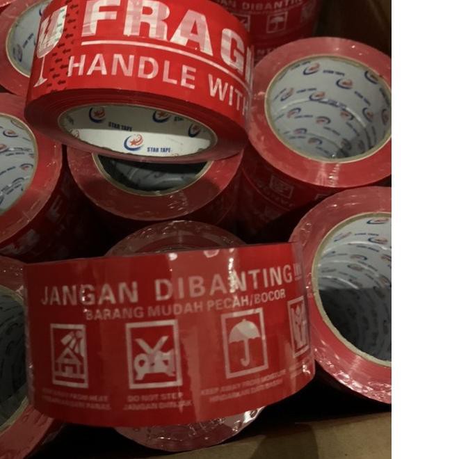 

PALING HOT!! (ucb-234) LAKBAN FRAGILE MERAH JANGAN DIBANTING FULL 100 METER 110 YARD