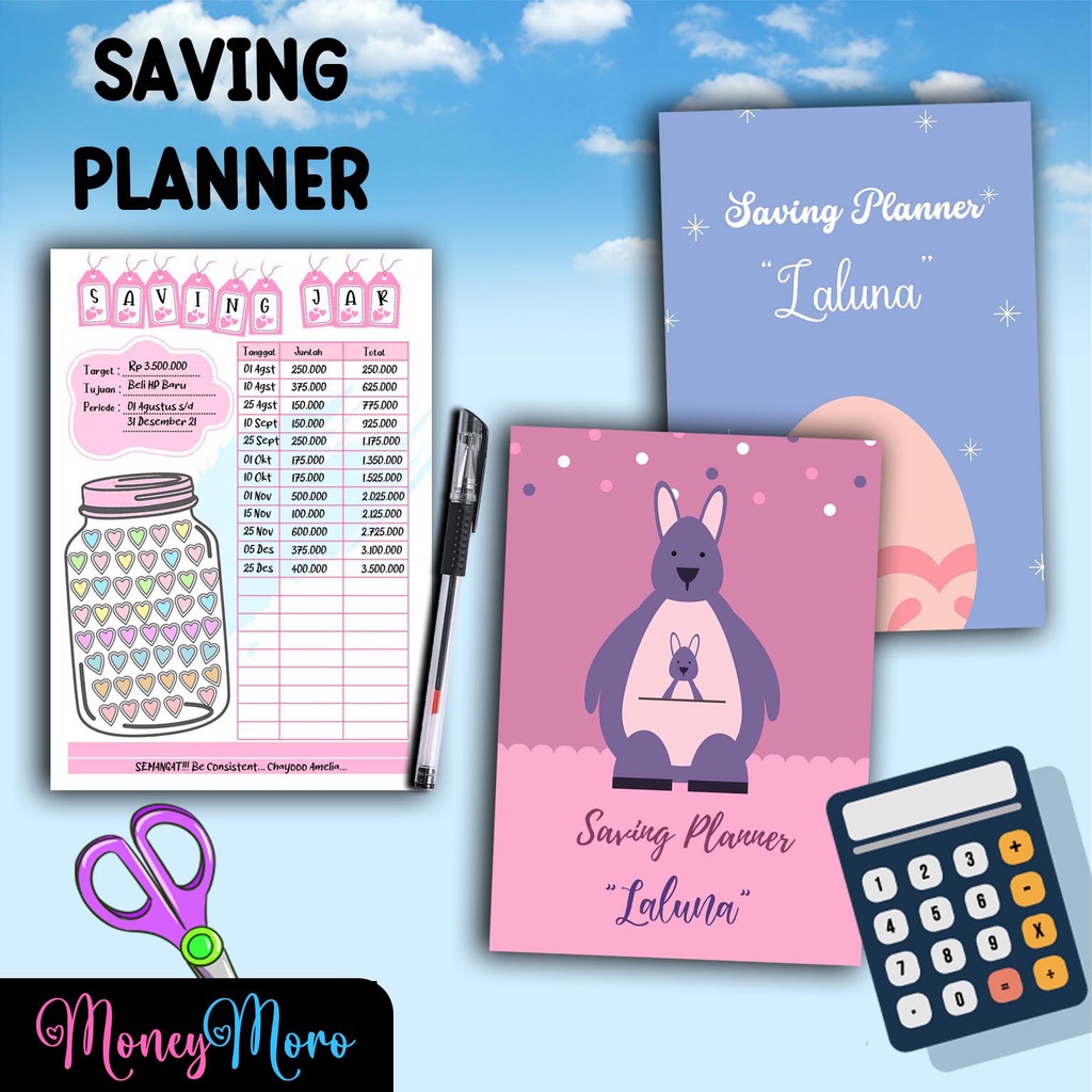 

MoneyMoro 01-02 Saving Planner / Saving Jar / Saving Tracker / Financial Planner / Buku Catatan Keuangan / Buku Tabungan Kode 01-02 Free Pulpen