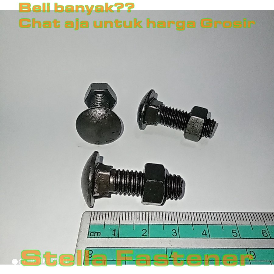 3 pcs Baut Mur Baut Payung CB 3/8'' x 1 1/4'' Bemper Bamper Pagar truk 3cm Kunci 14   Grosir Baut