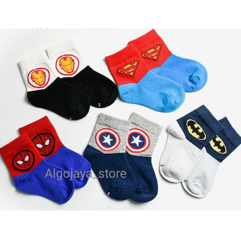 TOKO KL | kaos kaki anak bayi laki laki motif superhero 3in 1 [ isi 3 pasang ]