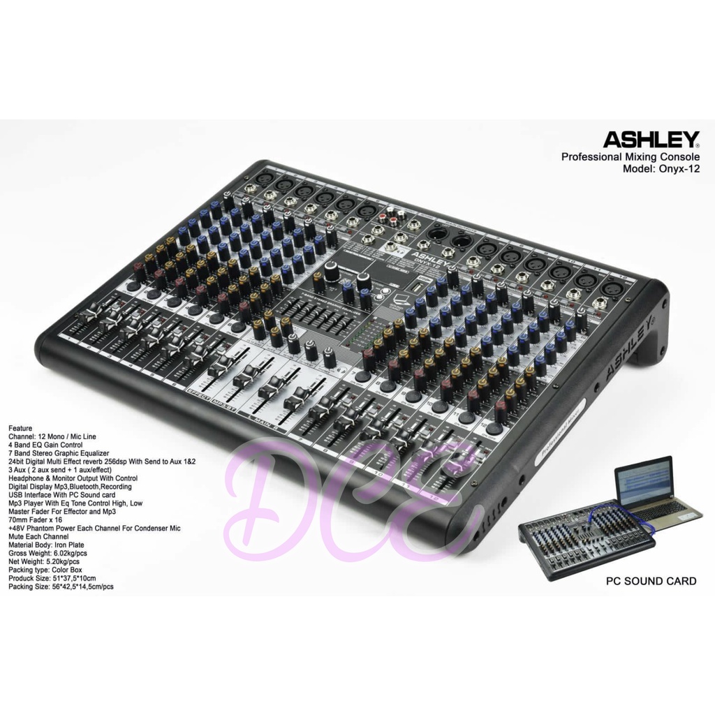 Mixer Audio ASHLEY ONYX12 ONYX 12 12channel Bluetooth USB Interface