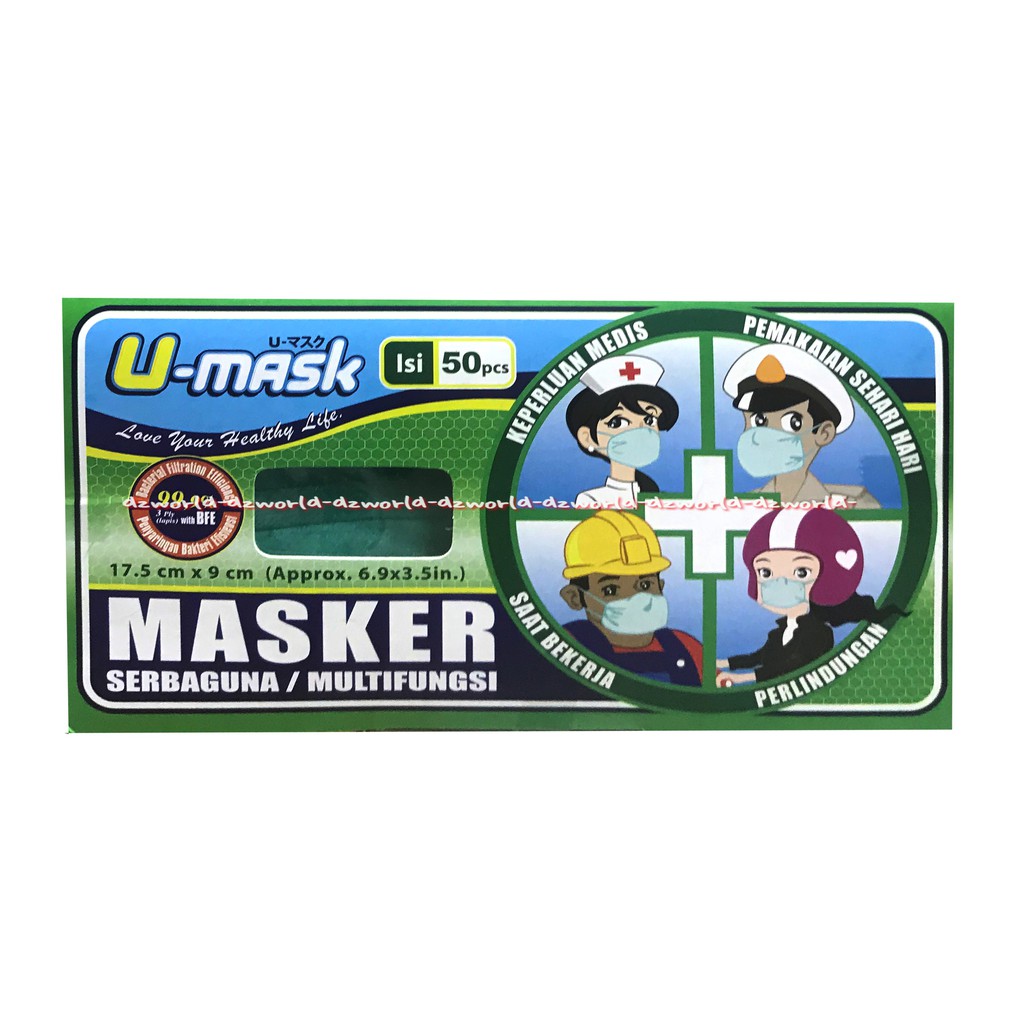 Masker Serbaguna Multifungsi U Mask 50Pcs Masker Sekali Pakai