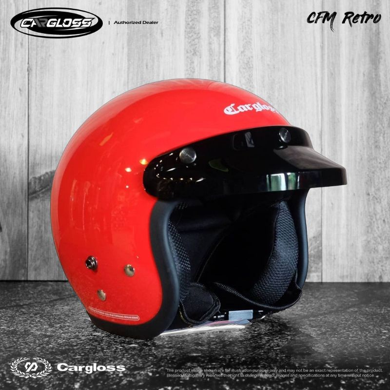 HELM CARGLOSS RETRO RED AJR ORIGINAL HELM RETRO CARGLOSS MERAH CABE HELM VESPA HELM BOGO HELM KLASIK