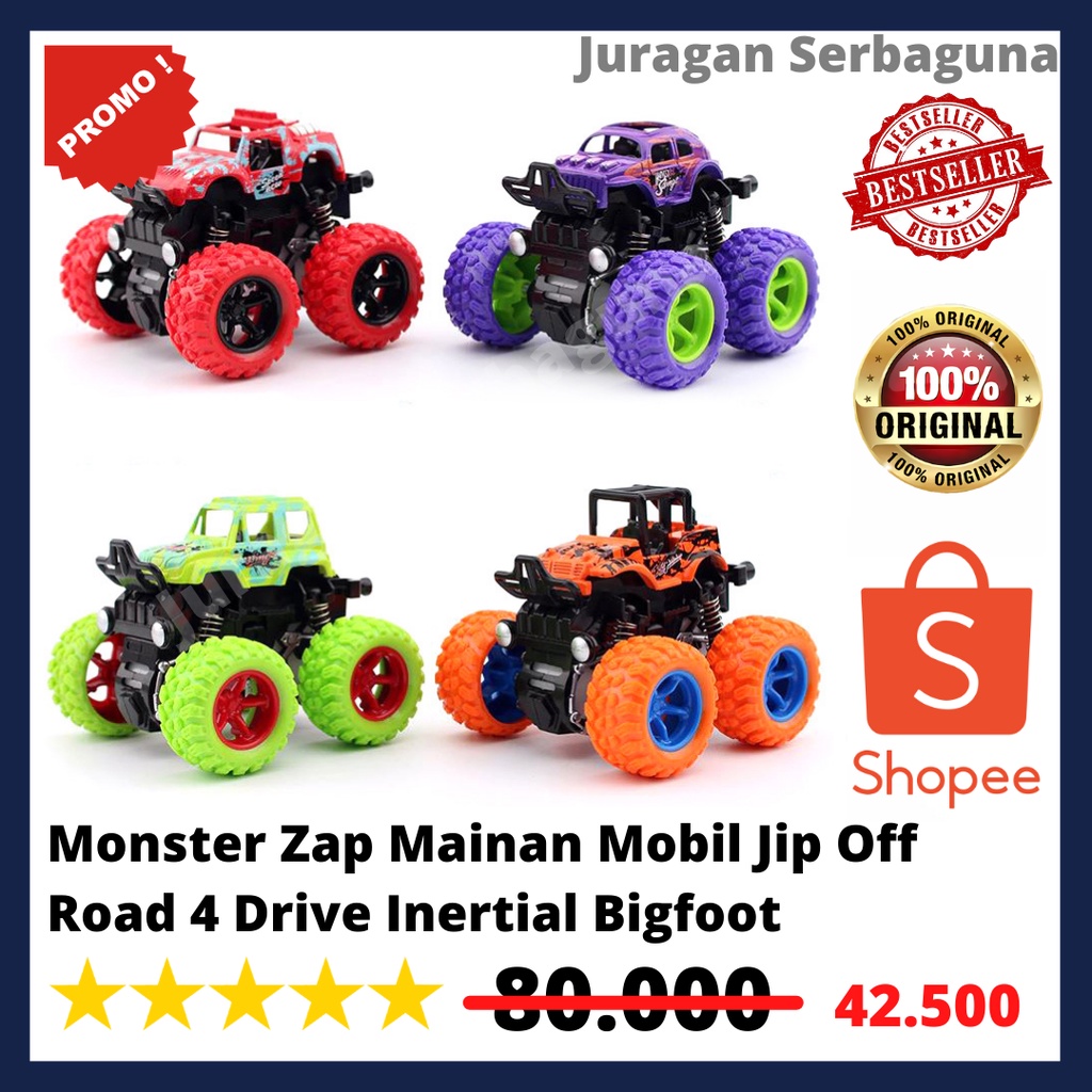 Monster Zap Mainan Mobil Jip Off Road 4 Drive Inertial Bigfoot