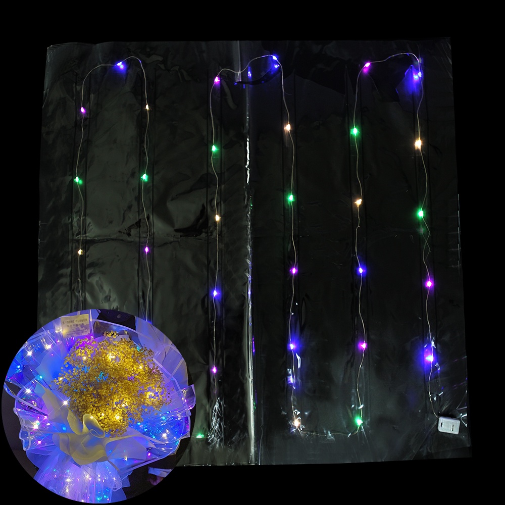 1Pc Transparent Luminous LED Light String Waterproof Flower DIY Bouquet Wrapping Paper / Valentine's Day