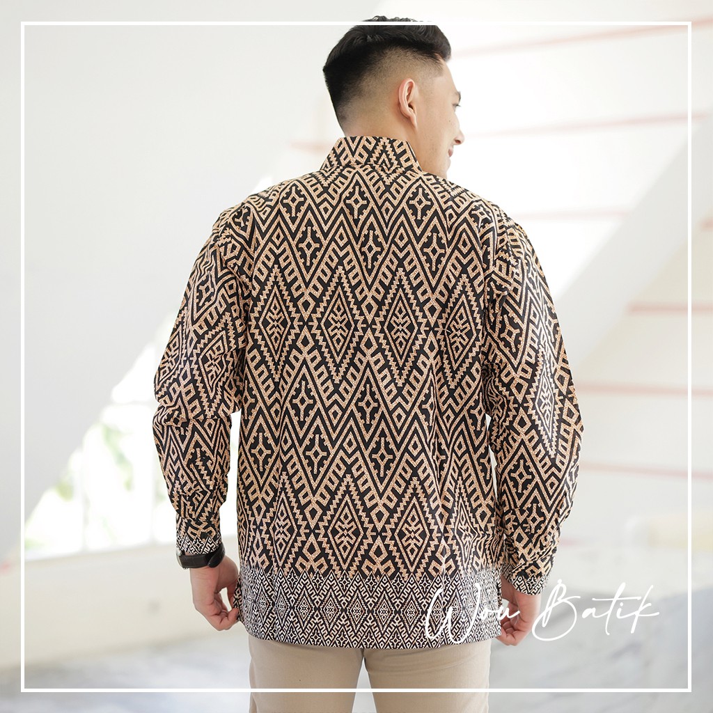 WOU BATIK - Batik Couple Laskita Kebaya Brokat Polos Premium Rok Span Pinggang Karet Allsize Kemeja Pria Lengan Panjang Size M,L,XL-2