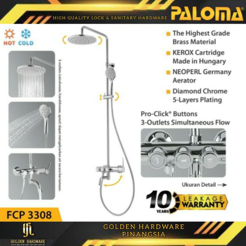 Shower Tiang Set PALOMA FCP 3308 Mandi Keran Kran Air Panas Dingin
