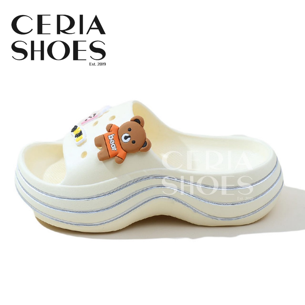 EVA Sandal Wanita Karet Spons Super Empuk Ringan Non-Slip Tebal 5 Cm Free Jibbitz Sendal Crocs Baim FUJI 85