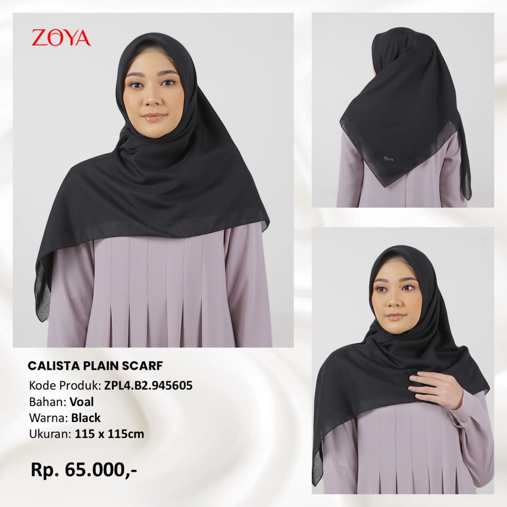 Zoya Hijab Calista Scraf Segiempat Polos Voal