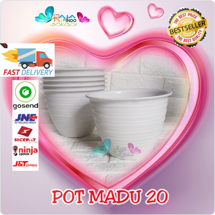 Pot TAWON Madu 20 Putih ukuran 18cm - Super Tawon 18 21 Mirip Pot Tawon 18 Cm - Pot Bunga 18CM Plastik - Bukan Pot Hitam Lebah 20