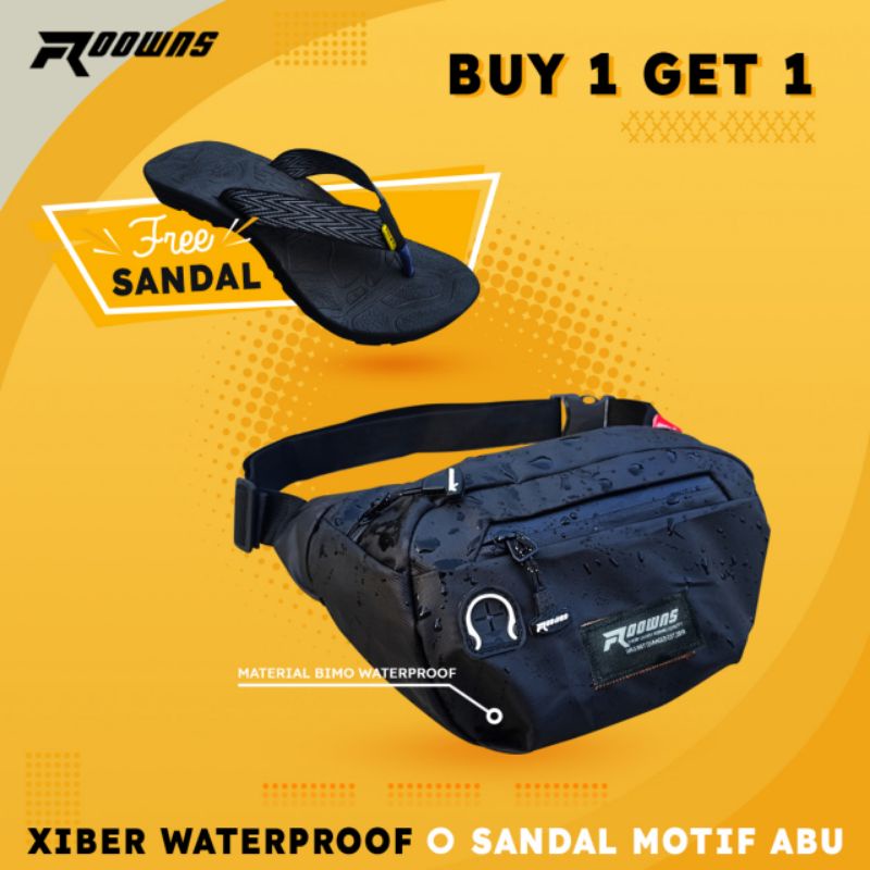 Tas Waistbag Distro Waterproof Oval Doble Strip Roowns Original Free Sendal Jepit Xiber