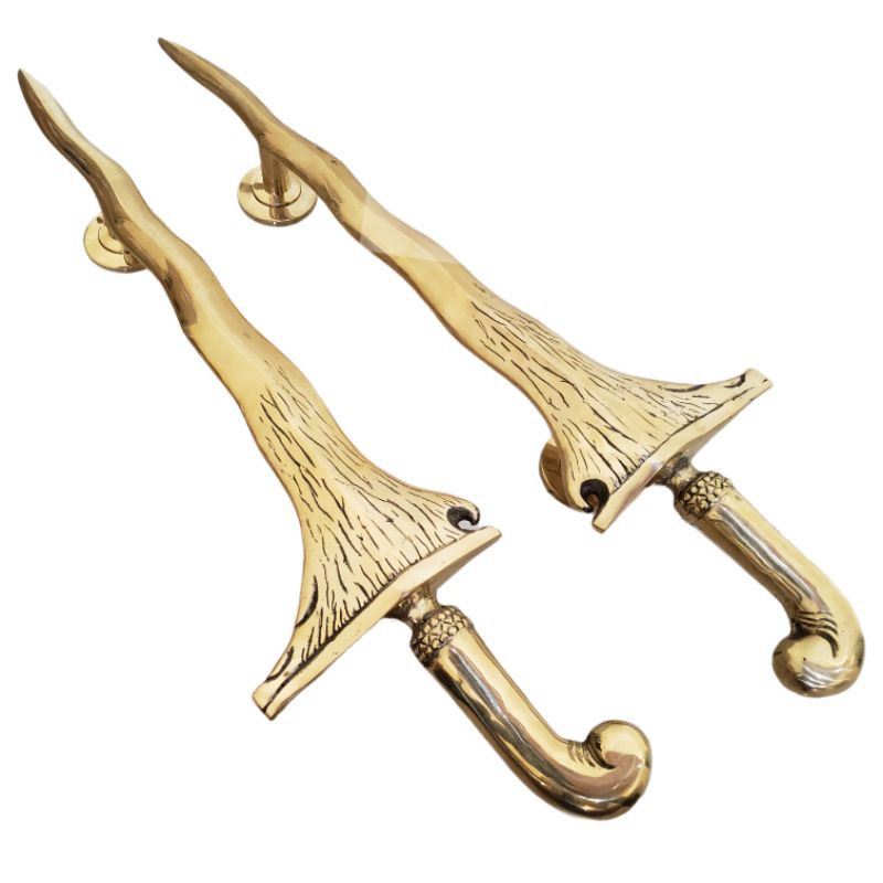 handle pintu gagang pintu keris lekuk kuningan 50cm