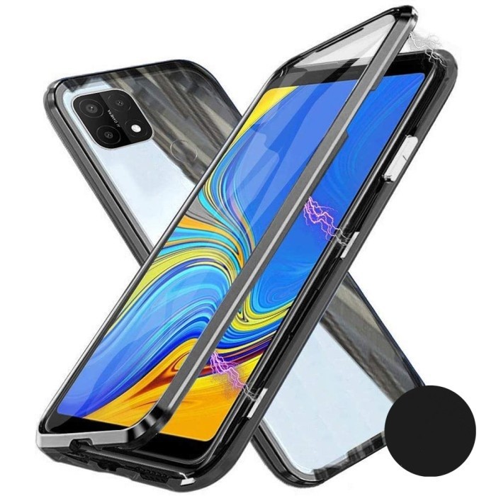 Oppo A15S OppoA15SDouble Side Glass Magnetic Metal Case Cover Depan Belakang Casing
