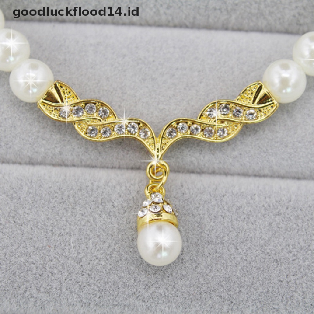 [OOID] Wedding Wings Angel Faux Pearls Necklace Earrings Jewelry Set Fashion Gift ID