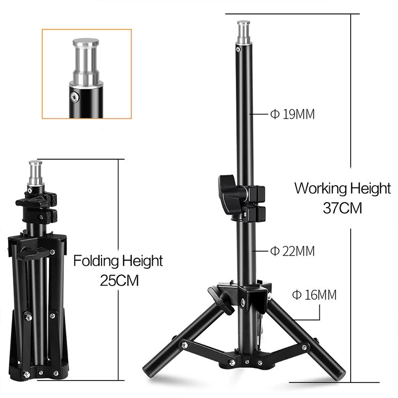 Lampu Portable Photo Studio 12W 5500K with Light Stand 37cm - PSX-51 - Black