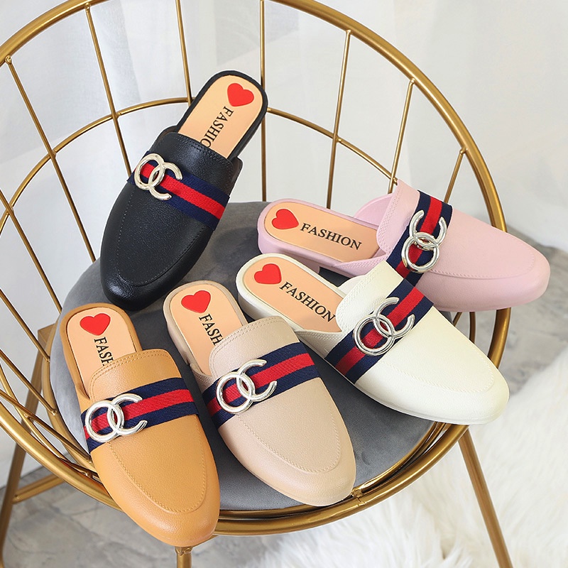 Sepatu Sandal Wanita Slide Slip On Import GELARDINE / Sendal Wanita Fashion Import Flat