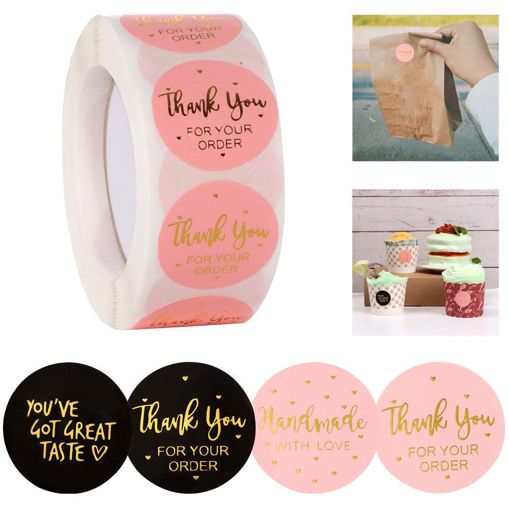 Solighter 500buah Stiker Thank You Kertas Kraft Buatan Usaha Berkat Mudah Digunakan Roll Sticker