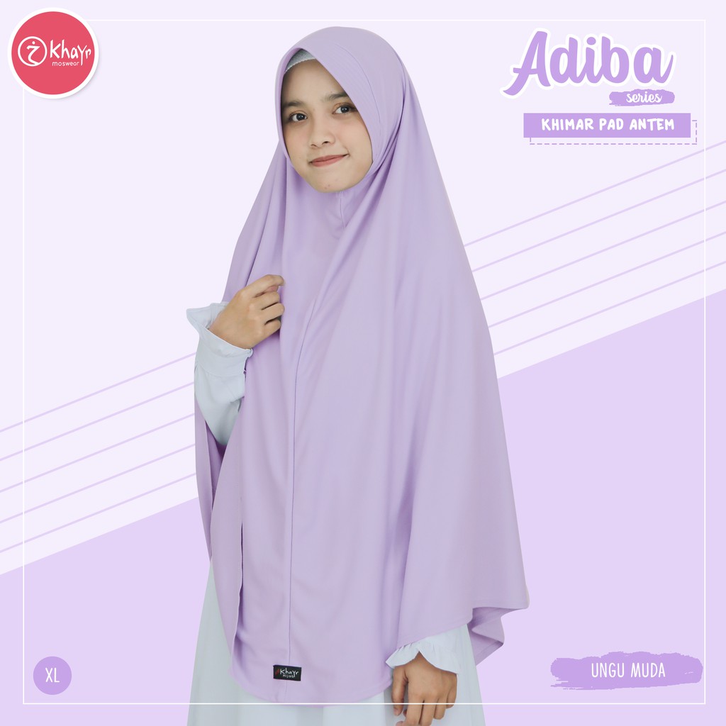 Kerudung Wanita Syari  - Khimar Adiba panjang Pet Antem Warna Ungu Muda