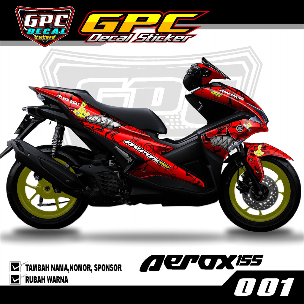 Decal Sticker Variasi Fullbody Yamaha Aerox 155 Old 001-Dekal Stiker Aerox Desain Shark Hiu GPC