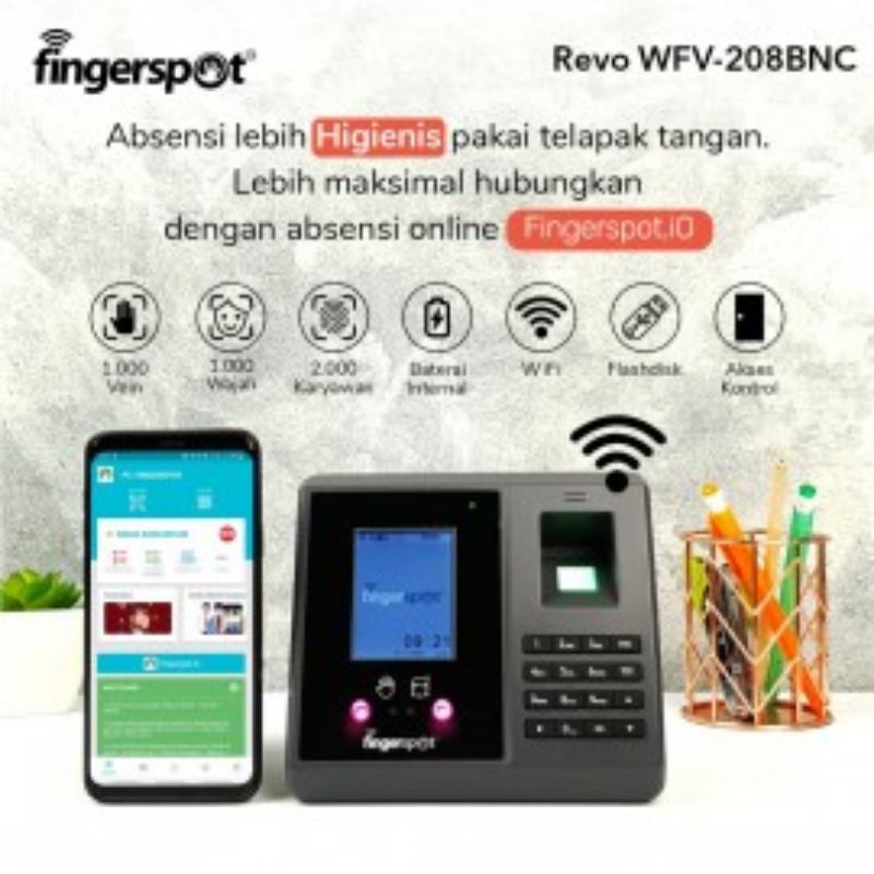 Fingerspot Revo WFV 208BNC mesin absensi wajah telapak tangan touchless vein scanning fingerspot revo wfv 208 bnc mesin absensi wifi mesin absensi online fingerprint